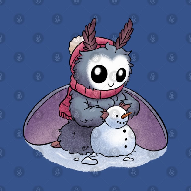 Mothman builds a Snowman by AmyNewBlue