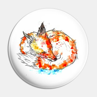 Fox Water Colour Pin