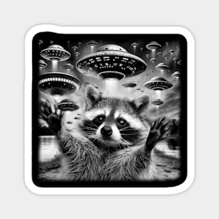 Raccoon Abduction Diaries Elevate Your Style with UFO Stories Magnet