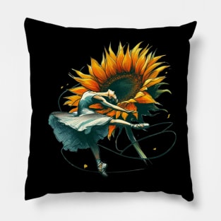 Sunflower Ballet Dancer Fantasy Pillow