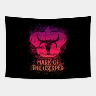 Mark of the Usurper (crimson pattern W/Text) Tapestry