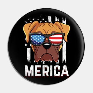 Vintage Boxer Dog American Flag Sunglasses Pin