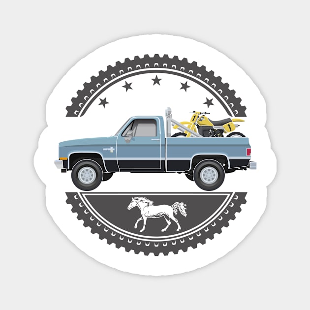 1983 Chevy Silverado Scottsdale with Yamaha YZ490K Magnet by BurrowsImages