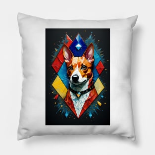 Basenji Close-Up in Triple Primary Colors Pillow