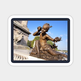 Paris Girl Statue on Bridge Magnet