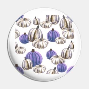 Watercolor Halloween Pumpkins - Lavender & White Pin