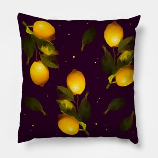 Seamless pattern with lemons and leaves Pillow