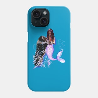 Mermaid with collie dog Phone Case