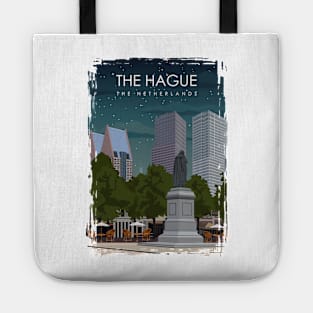 The Hague The Netherlands Vintage Minimal City Travel Poster at Night Tote