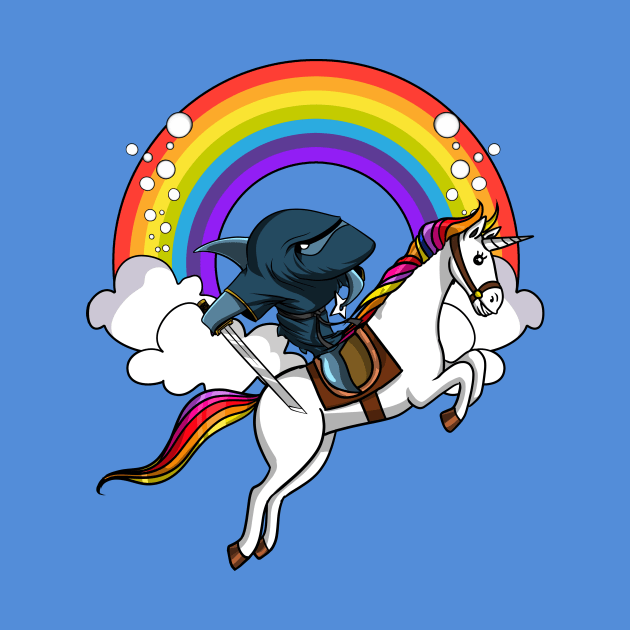 Shark Ninja Riding Unicorn by underheaven