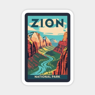 A Vintage Travel Art of the Zion National Park - Utah - US Magnet