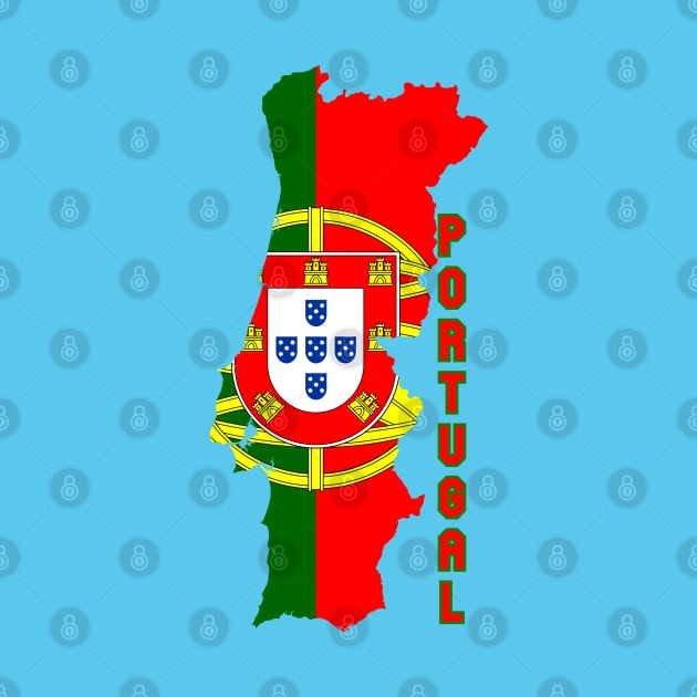 Portugal flag & map by Travellers