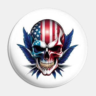 Skull with usa flag Pin