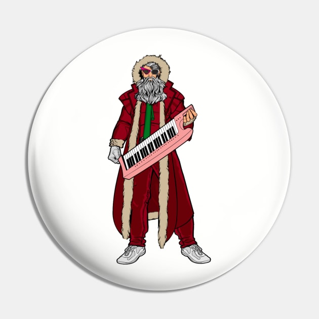 Rad Santa with Keytar Pin by Totally Rad Christmas