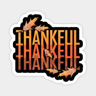 Vintage Brown Leaves Thankful Logo For Thanksgiving Magnet