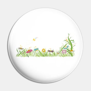 Colorful daisy field in spring time Pin