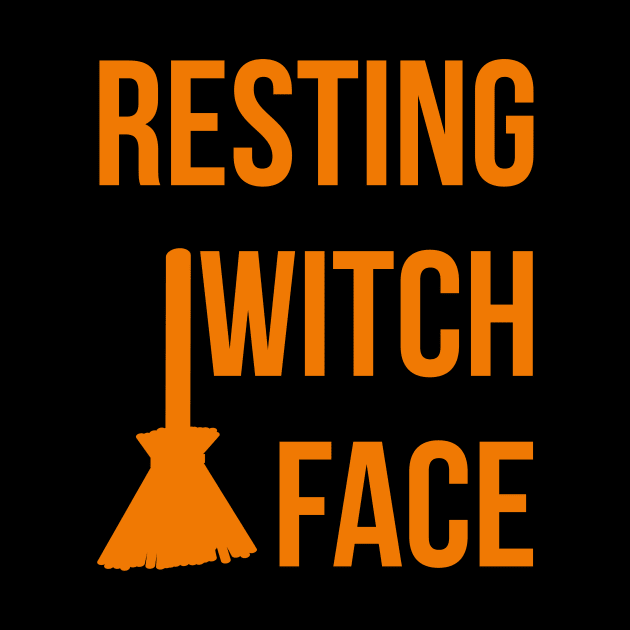 Resting Witch Face Halloween Fly On A Broom by at85productions