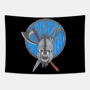 Vikings Skull - Shield and Weapons Tapestry