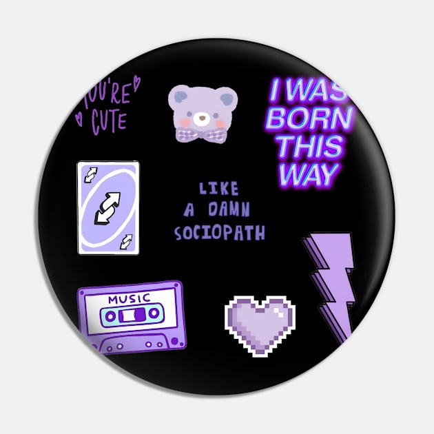 purple bear sociopath pack sticker Pin by FRH Design