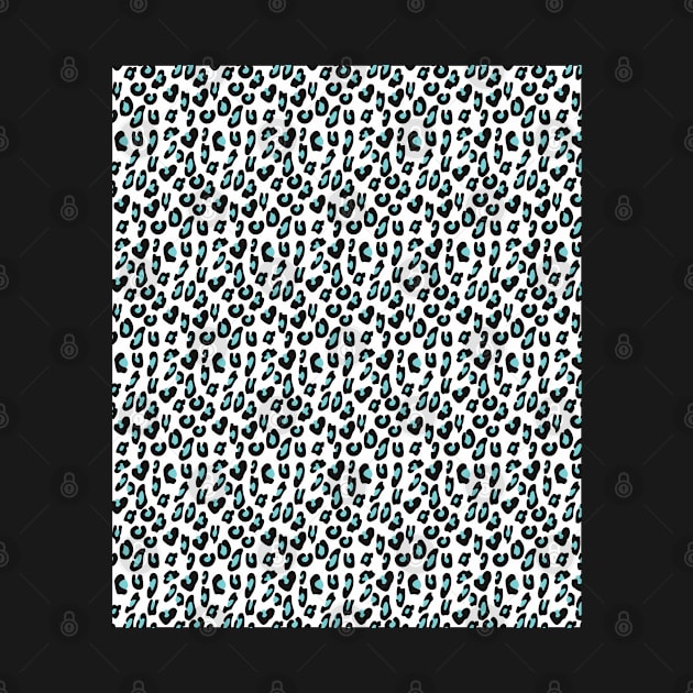 Pastel Aqua Blue Black White Leopard Skin Cheetah Print by squeakyricardo