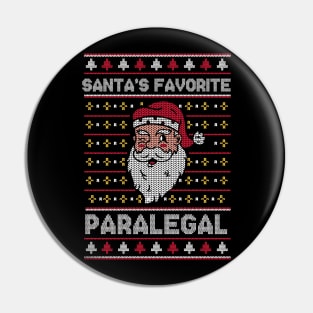 Santa's Favorite Paralegal // Funny Ugly Christmas Sweater // Paralegal Holiday Xmas Pin