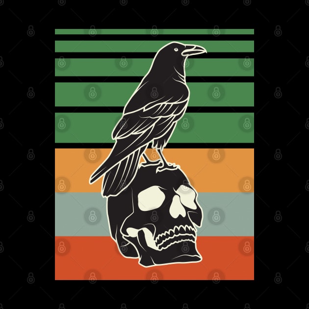 Vintage Skull And Raven by crissbahari