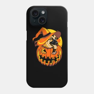 Funny German Shepherd Witch Hat Pumpkin Halloween Phone Case