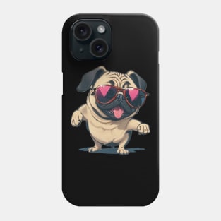 Happy pug in sunglasses Phone Case