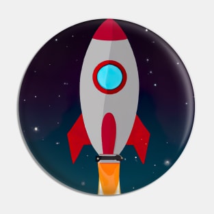 Flying Space Rocket Pin