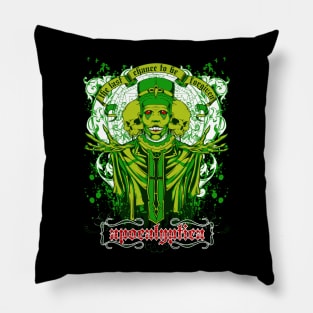 Green Zombie Skull Pillow