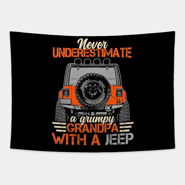 Jeep Grandpa Funny Tapestry by RichyTor