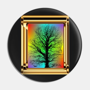 Golden frame with black tree Pin