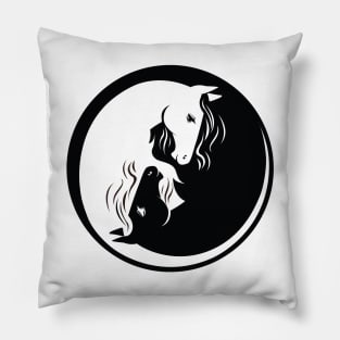 Horses Yin Yang Pillow