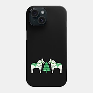 Christmas Dala Horse in green Phone Case