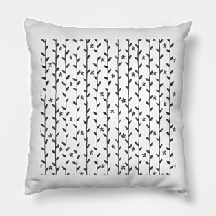 Watercolor Floral Vines Pattern - Black Pillow