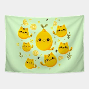 Cat Lemons - zesty cats illustration Tapestry