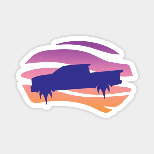 Retro wave flying pickup truck Magnet