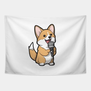 Cute Corgi Singing Tapestry