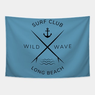 Surfing tshirt Surf Club Long Beach ocean blue  surfing t-shirt Tapestry