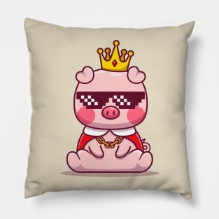 Cute King Pig Wearing Glasses Pillow