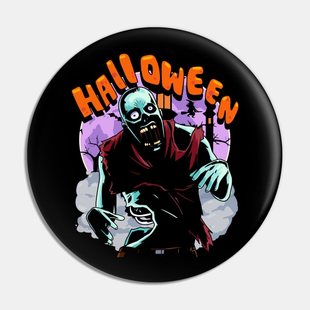 Zombie Invasion Apocalypse Happy Halloween Pin by Noseking