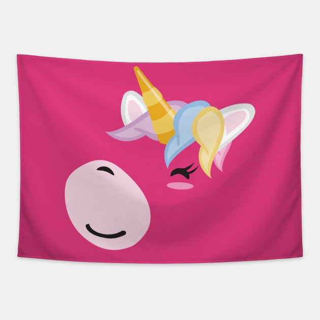 Kawaii Cute Unicorn Smiling Face Lover Tapestry by Uncle Fred Design