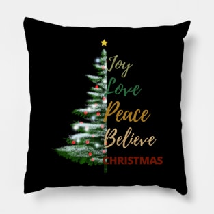 Joy, love, peace, believe, Christmas. Pillow