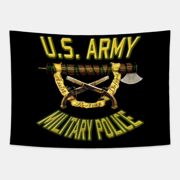 Military Police with Fascia and Crossed Pistols Tapestry by Hellacious Designs