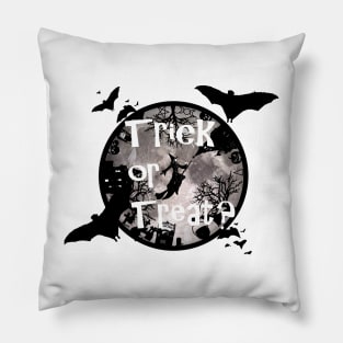 Trick or Treat tee, Halloween tee, Halloween Design, Cute Halloween shirt, Witchy design, Halloween print, Spooky Halloween, Custom t-shirt Pillow