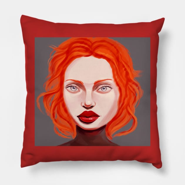 Redhead girl portrait Pillow by Demonic cute cat