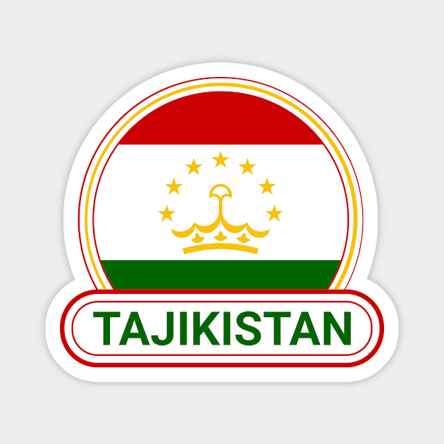 Tajikistan Country Badge - Tajikistan Flag Magnet by Yesteeyear