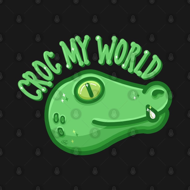 Croc My World Kawaii Crocodile Pun by CyndiCarlson