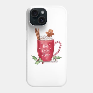 Hot cocoa bar sign. Christmas art. Phone Case