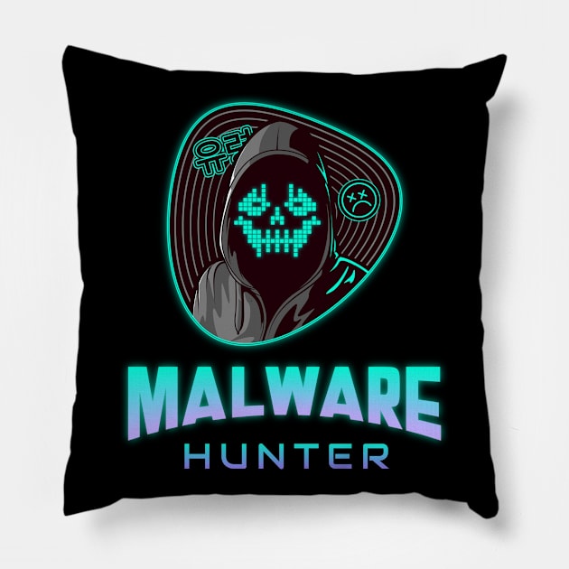 Malware Hunter Neon Pillow by Cyber Club Tees